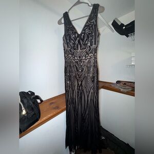 R&M Richards Black and Nude Maxi Dress